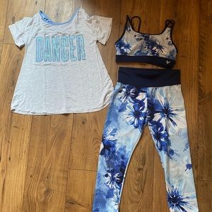 Justice shirt, capris and sports bra size 12